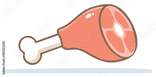 Cartoon Meat Bone Leg Illustration Depicting Nutritious Protein Diet, Food Symbol, Delicious Dinner, Meal Vector