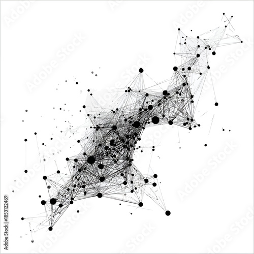 Abstract network connection graph illustration with nodes and lines for data analysis visualization vector illustration