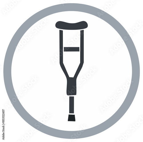 Medical Crutch Icon for Support and Mobility Aid