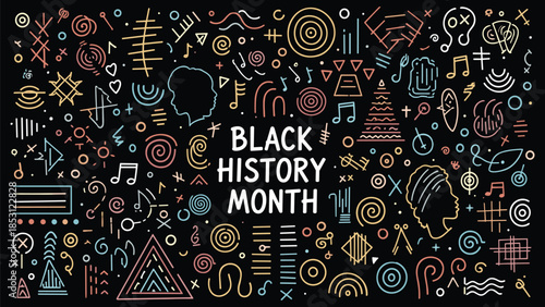 Black History Month Abstract Pattern Set – Modern African Culture Line Art