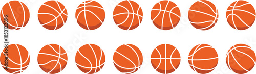 A clean basketball icon set featuring four unique styles—realistic, glossy, solid black, and outline. Perfect for sports graphics, app UI, logos, and modern vector designs