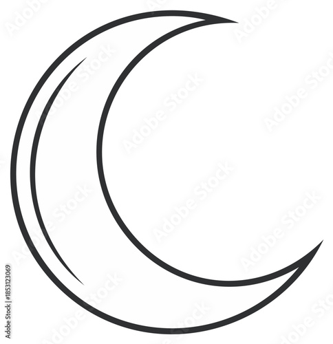 Simple crescent moon outline graphic simple celestial body illustration