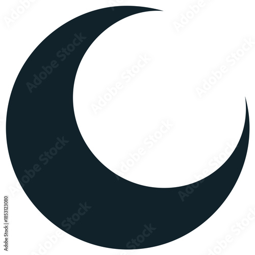 Dark Blue Crescent Moon Symbol Illustration for Mystical Designs and Space Concepts