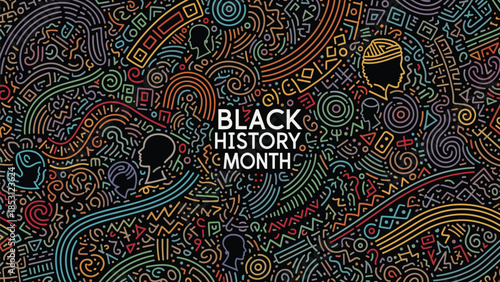 Black History Month Abstract Pattern Set – Modern African Culture Line Art