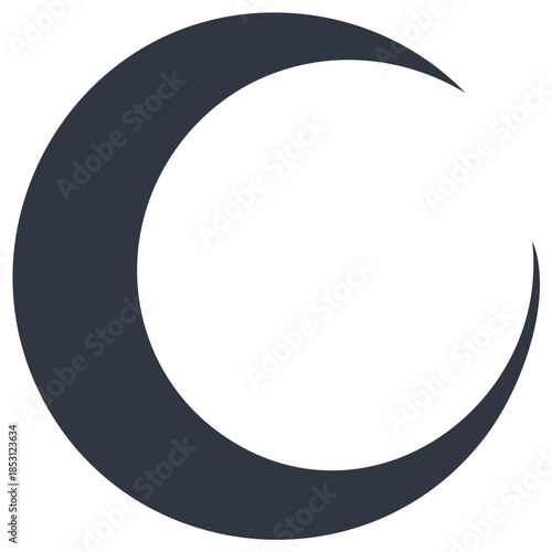 Dark Crescent Moon Symbol Minimalist Graphic Design