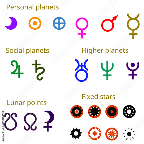 Colorful Astrology Icons – Planet Symbols Set