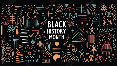 Black History Month Abstract Pattern Set – Modern African Culture Line Art