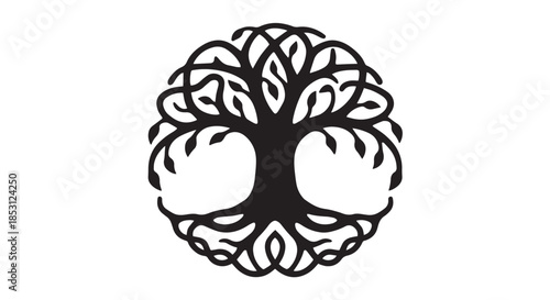 Vector sketch of tree with apple illustration