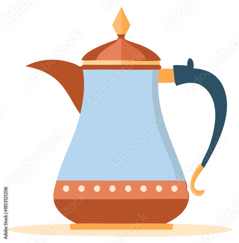 Decorative Middle Eastern Dallah Coffee Pot with Elegant Handle and Spout