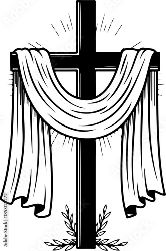 Christian Cross with Draped Cloth