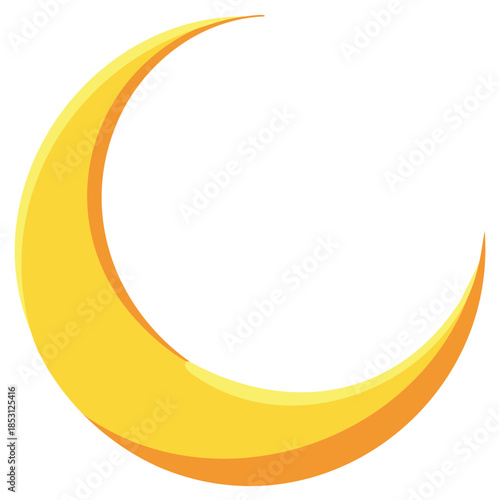 Bright golden yellow crescent moon minimalist illustration representing celestial body or night sky symbol