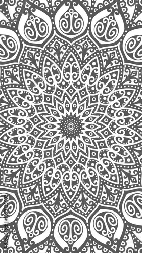 Floral pattern . Decorative mandala design. Ornament of flowers and leaves. Seamless loop footage.