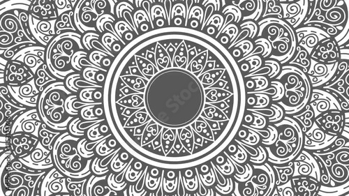 Decorative mandala design. Floral pattern .Ornament of flowers and leaves. Seamless loop footage.