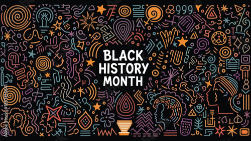 Black History Month Abstract Pattern Set – Modern African Culture Line Art