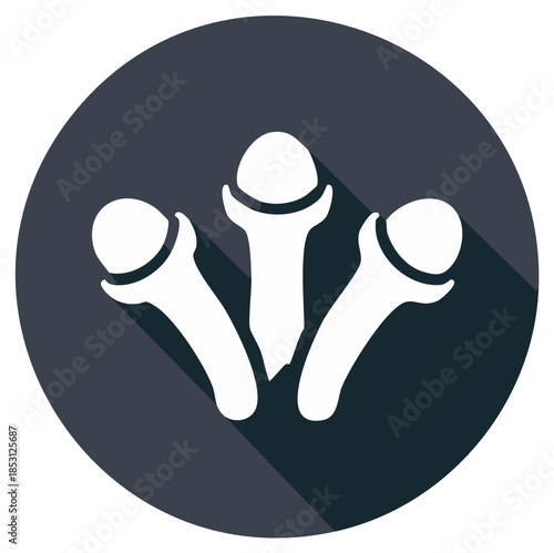 Clove spice round flat icon. White clove buds on dark grey circle with long shadow.