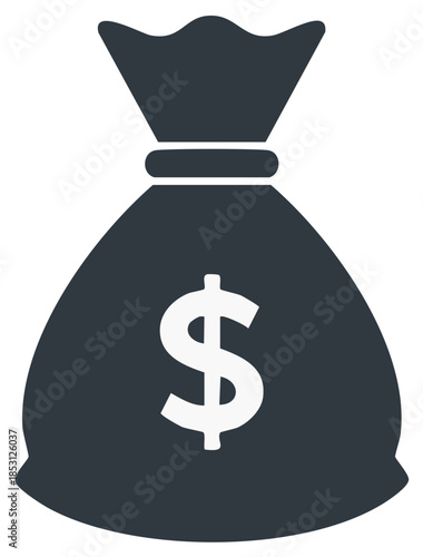 Dark blue money bag icon with white dollar sign symbol