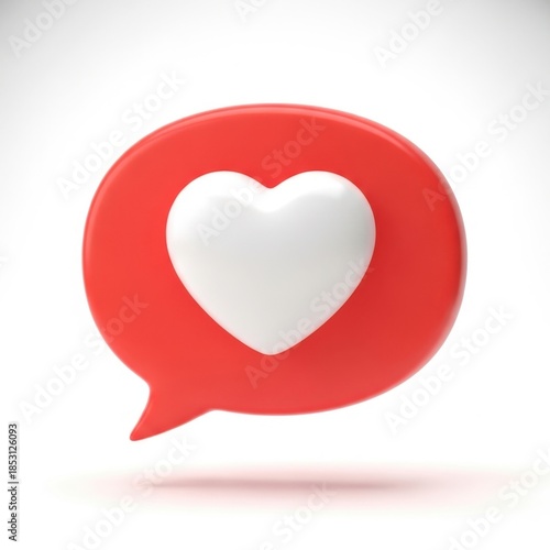 Red speech bubble with white heart