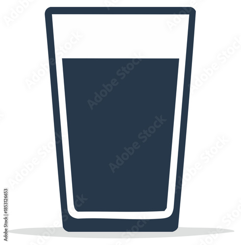 Simple cartoon illustration of a glass filled with a dark beverage