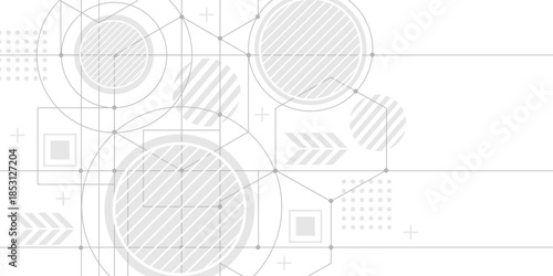 Engineering technologies. Technological drawing. Linear geometric drawing. Abstraction, Vector illustration.