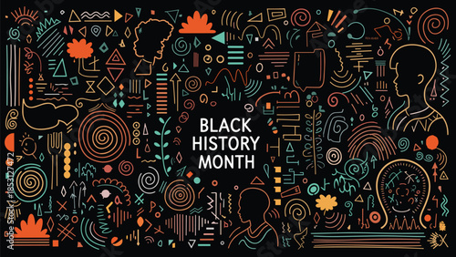 Black History Month Abstract Pattern Set – Modern African Culture Line Art