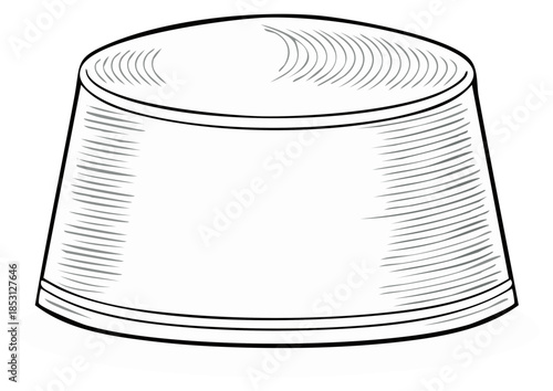 Illustrated Line Art of a Cylindrical Hat Isolated on White Background