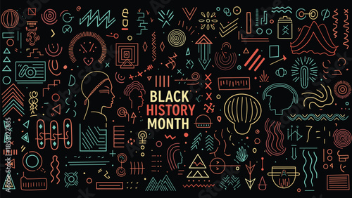 Black History Month Abstract Pattern Set – Modern African Culture Line Art