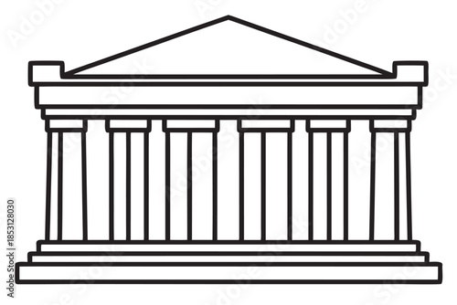 Detailed Parthenon Facade Vector Illustration with Intricate Frieze Details and Classical Greek Artistry