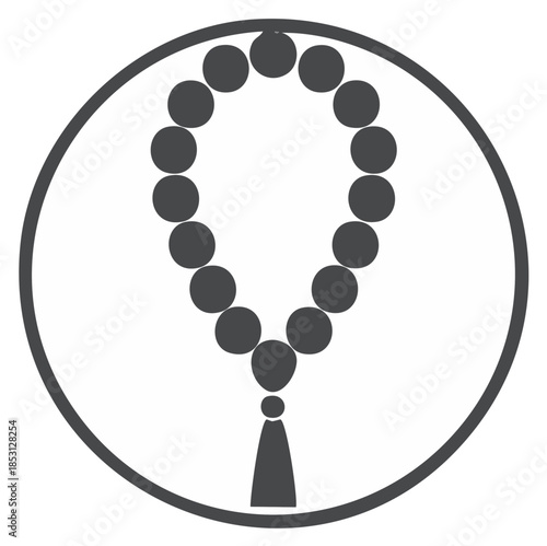Vector Icon of Prayer Beads Rosary Mala with Tassel for Spiritual Meditation and Religious Symbol