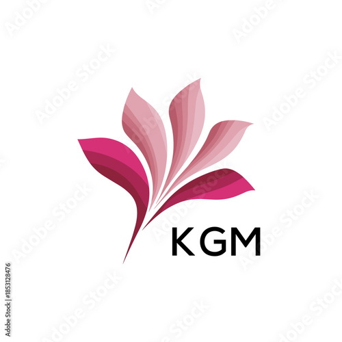  Modern Pink Leaf Logo Vector, KGM Later Logo, Gradient Petal Logo Concept, Creative Minimal Nature Logo, floral, abstract, logo, leaf, petal,  pink, gradient, 
