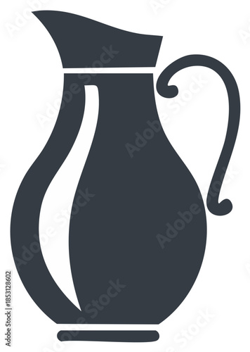 Elegant dark gray pitcher vector icon with a classic silhouette and pouring spout