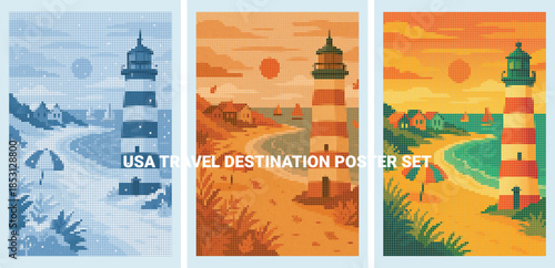 USA Travel Destination Halftone Poster Digital Art Illustration
