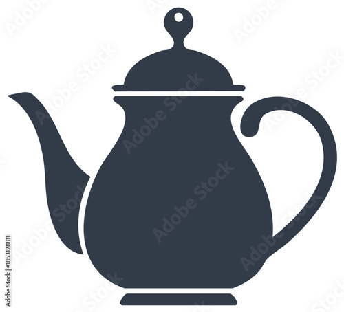Classic dark blue teapot icon for beverage and kitchen themes