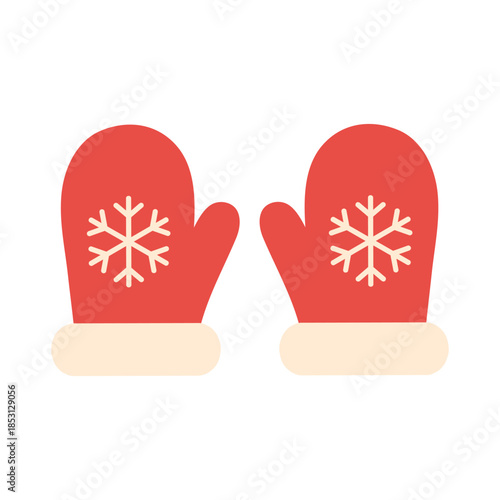 Warm winter mittens illustration for Christmas seasonal designs, holiday decor, cozy branding, greeting cards, kids graphics, festive packaging, nursery art. Vector. Hand drawn. Isolated background.