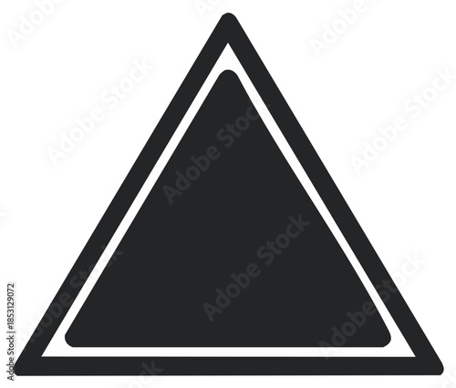 Abstract illustration of a black triangle shape with rounded corners.