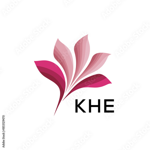  Modern Pink Leaf Logo Vector, KHE Later Logo, Gradient Petal Logo Concept, Creative Minimal Nature Logo, floral, abstract, logo, leaf, petal,  pink, gradient, 
