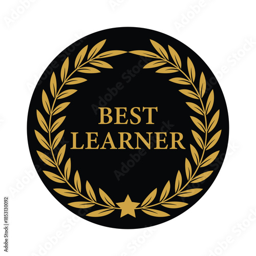 Best learner vector stamp for class topper. Golden stamp.