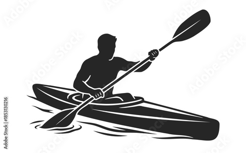 Kayaking athlete illustration representing water sport activity, paddling motion, balance, and outdoor adventure