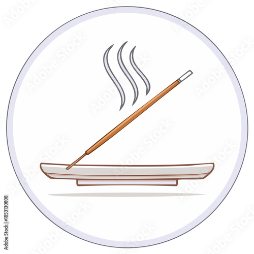Incense stick on a holder with smoke, aromatherapy meditation and relaxation concept, spiritual wellness and ritual