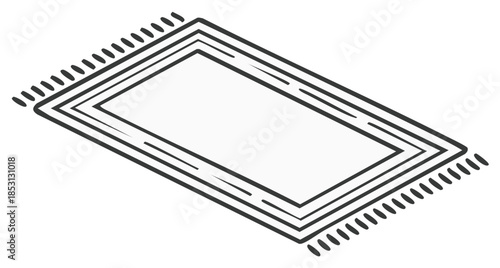 Hand Drawn Textured Rectangle Rug with Tassels for Home Decor and Interiors