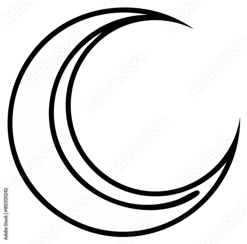 Stylized Crescent Moon Icon Outline Simple Geometric Shape Minimalist Celestial Symbol