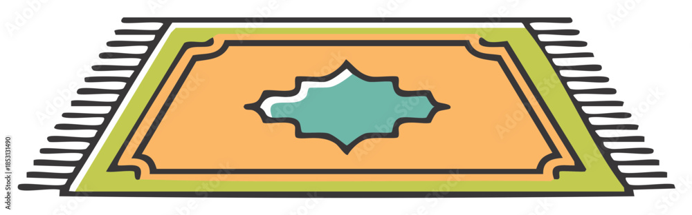 Obraz premium Colorful prayer rug for faith practices and rituals featuring traditional Islamic design elements