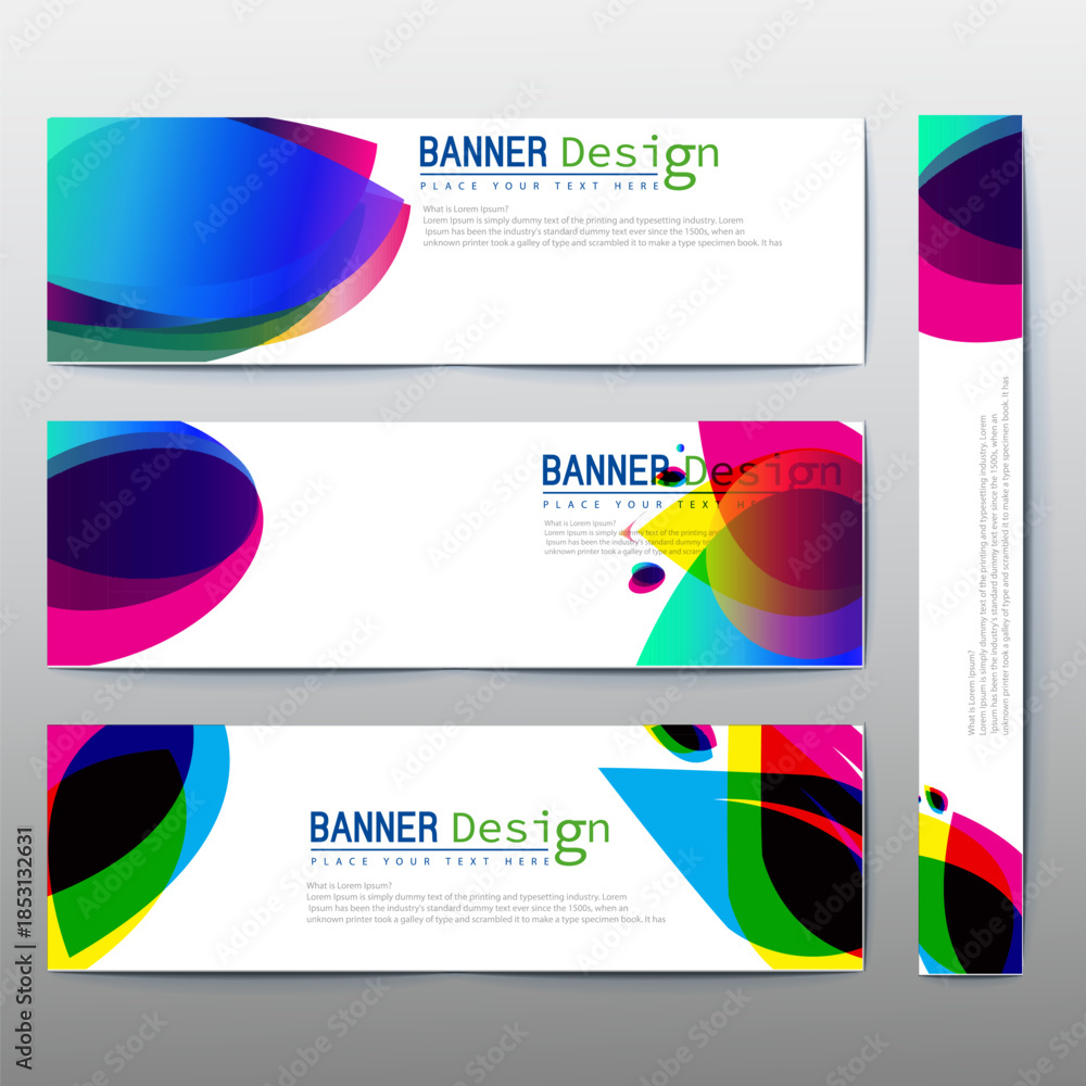 Naklejka premium banner design templates with colorful geometric shapes