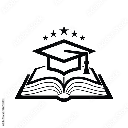 Graduation Cap and Open Book Logo Design for Educational Purposes