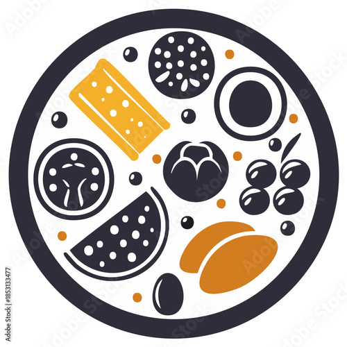 Stylized Italian Appetizer Plate With Cheese Salami Olives and Bread