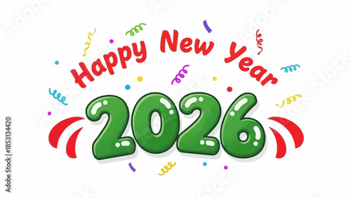 Celebrating the arrival of 2026 with colorful confetti and festive decorations