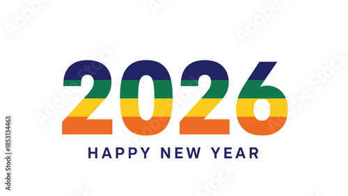 Celebrating the arrival of 2026 with joy and festive colors in a vibrant graphic illustration