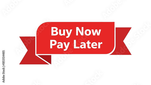 Red banner with Buy Now Pay Later text on white background