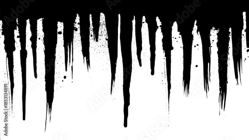 Abstract dripping paint silhouette on white background