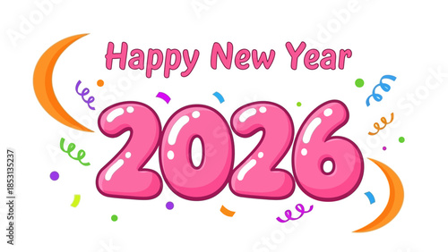 Celebrating New Year 2026 with colorful confetti and decorations