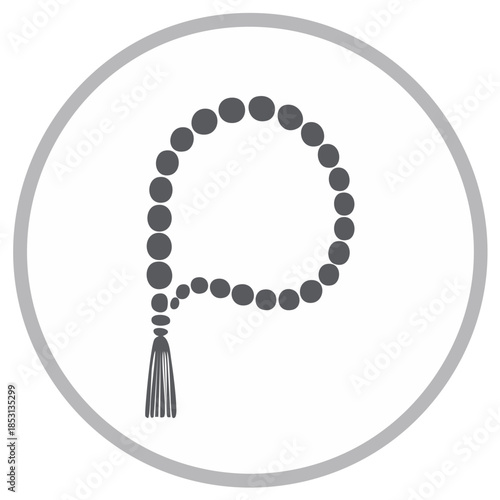 Icon of a Rosary in a Circle, Vector Illustration for Religious Symbolism